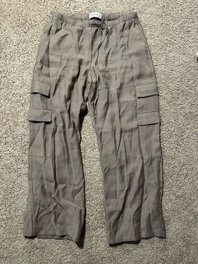 Abercrombie & Fitch Taupe Cargo Drawstring Trousers